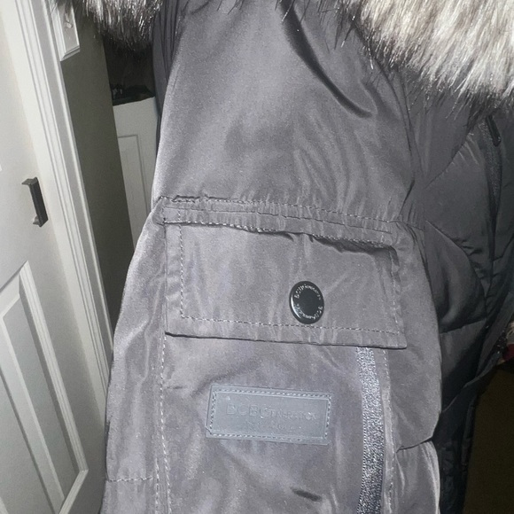 Women's Black Puffer Coat with Faux Fur Trim BCBG generation XL - Picture 2 of 5